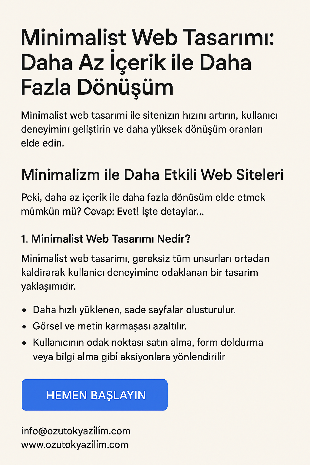 Minimalist Web Tasarımı: Daha Az İçerik ile Daha Fazla Dönüşüm ÖZÜTOK Yazılımda